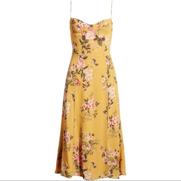 Reformation Juliette High Slit Sweetheart Neckline Floral Midi Dress In Angelica - Picture 4 of 16